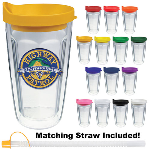 16 oz Embroidered thermal travel tumbler